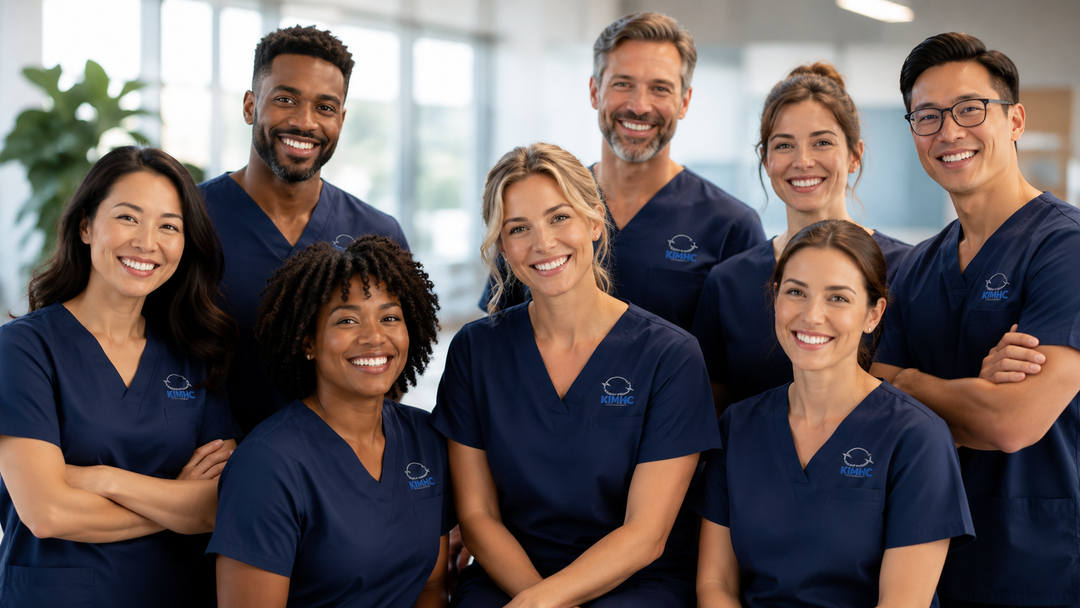 KIMHC team in navy scrubs
