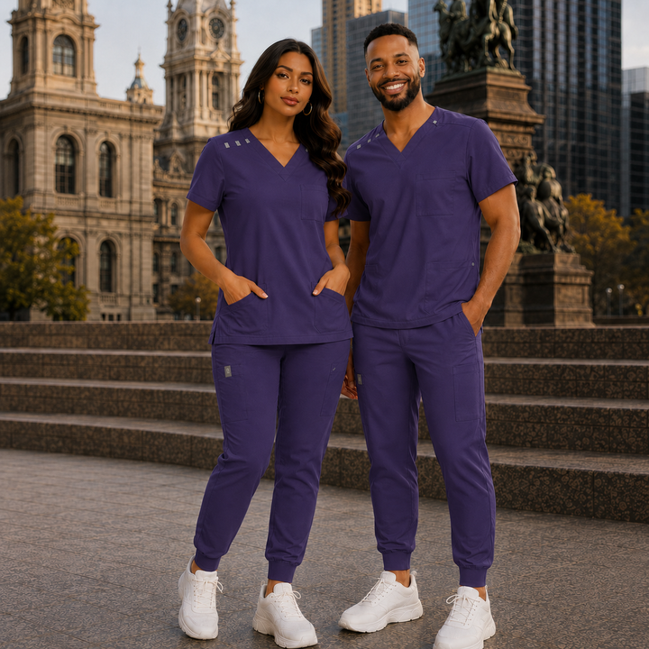 KIMHC Fashion Unisex Multi-Loop Jogger Set in Iodine Purple