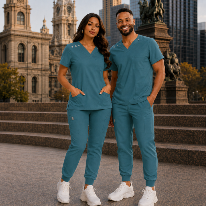 KIMHC Fashion Unisex Multi-Loop Jogger Set in Triage Teal