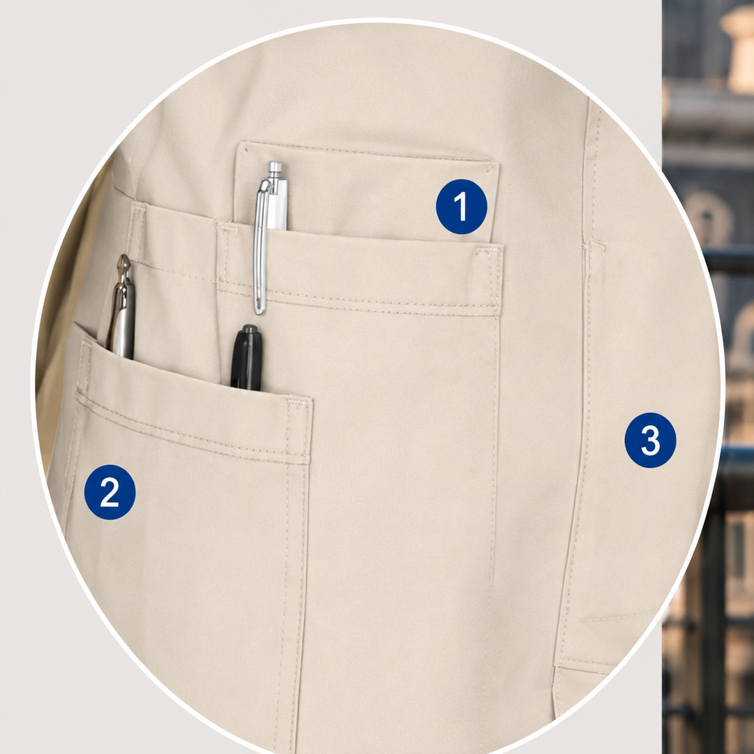 The Vital 3 Straight in Bone Beige — numbered 3-pocket system