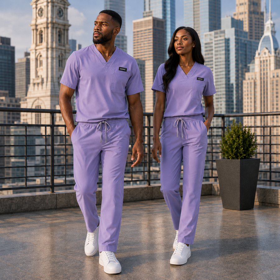 The Vital 3 Straight in IV Lilac — KIMHC branded unisex two-person view