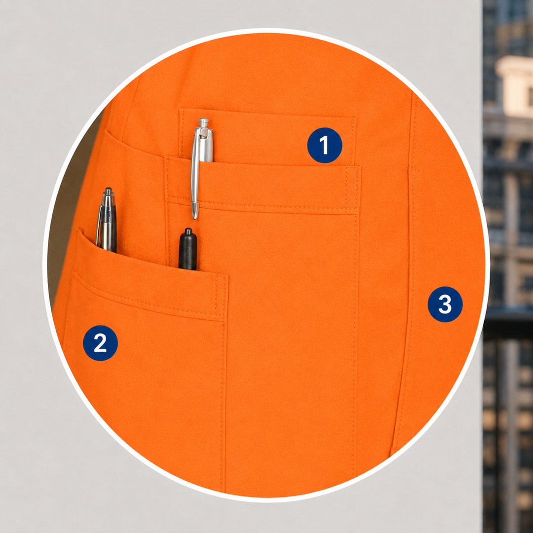 The Vital 3 Straight in Pharmacy Orange — numbered 3-pocket system