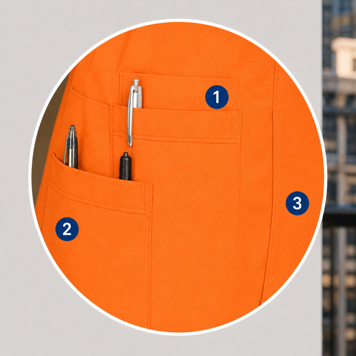 The Vital 3 Straight in Pharmacy Orange — numbered 3-pocket system