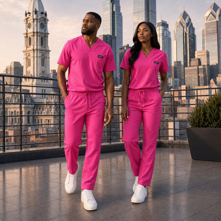 The Vital 3 Straight in Vital Hot Pink — KIMHC branded unisex two-person view