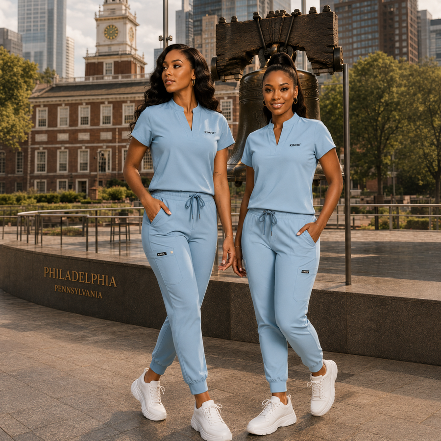 The Vital Mandarin women's scrub set in Call Light Blue