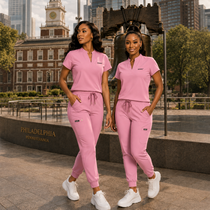 The Vital Mandarin women’s scrub set in L&amp;D Baby Pink