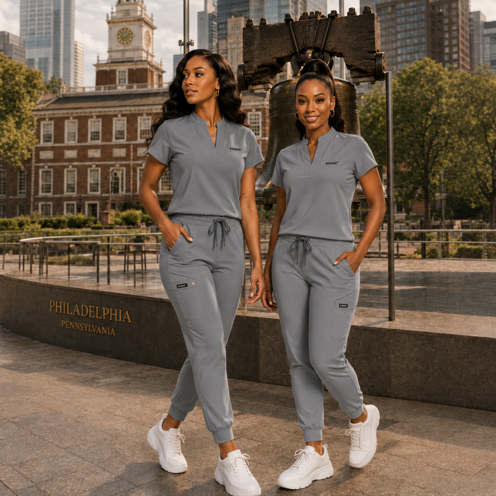 The Vital Mandarin women’s scrub set in MRI Gray