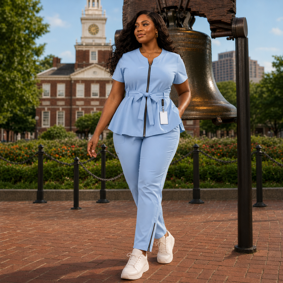 The Vital Peplum in Call Light Blue