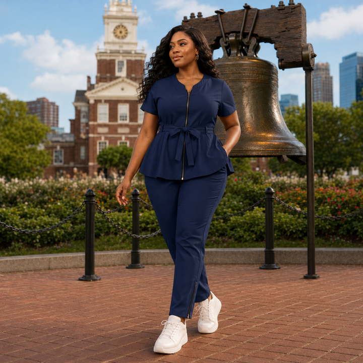 The Vital Peplum in Navy Nerves