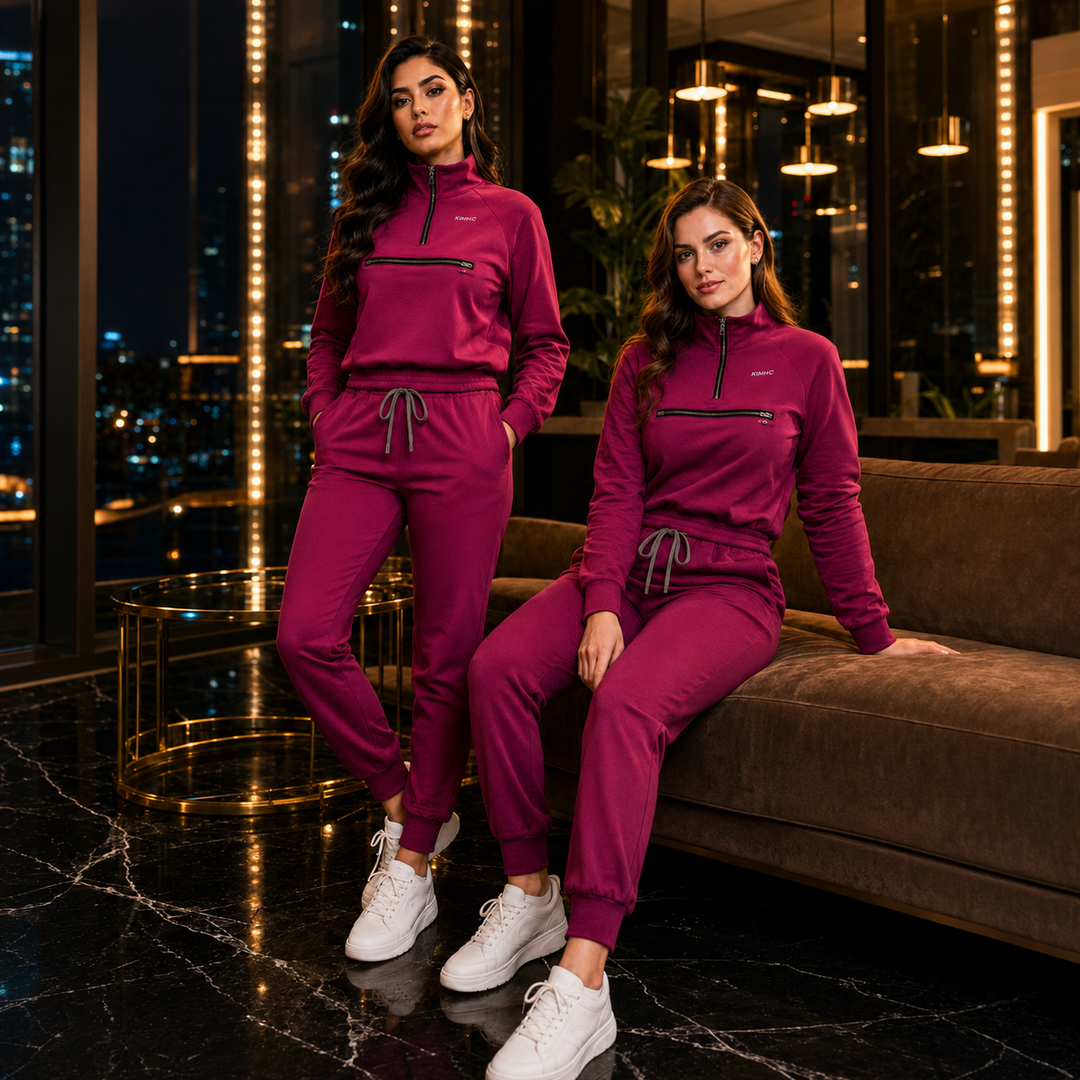 The Vital Sweat in Bordeaux Burgundy — two women